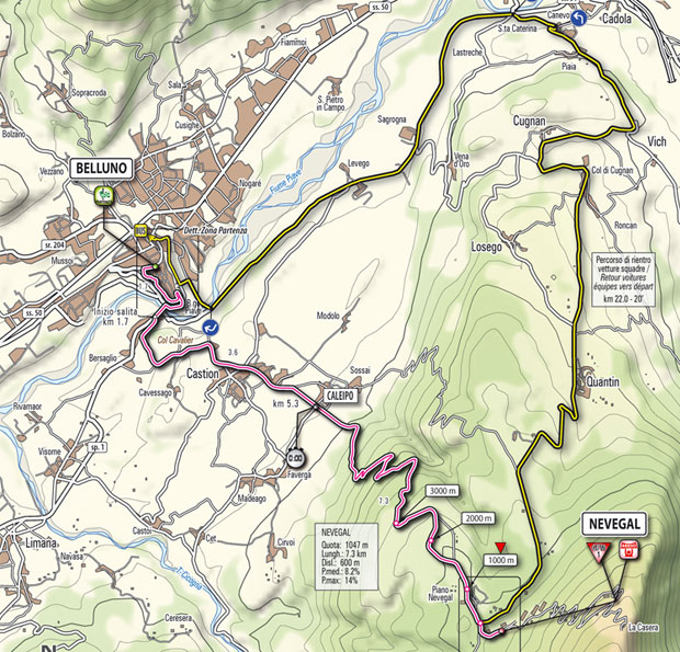 Streckenverlauf Giro dItalia 2011 - Etappe 16