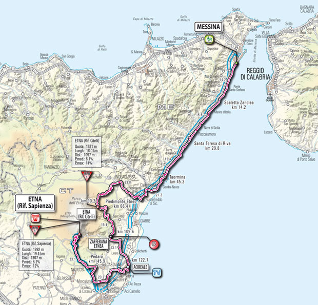 Streckenverlauf Giro dItalia 2011 - Etappe 9