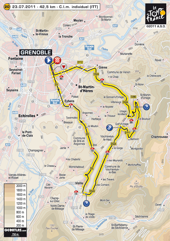 Streckenverlauf Tour de France 2011 - Etappe 20