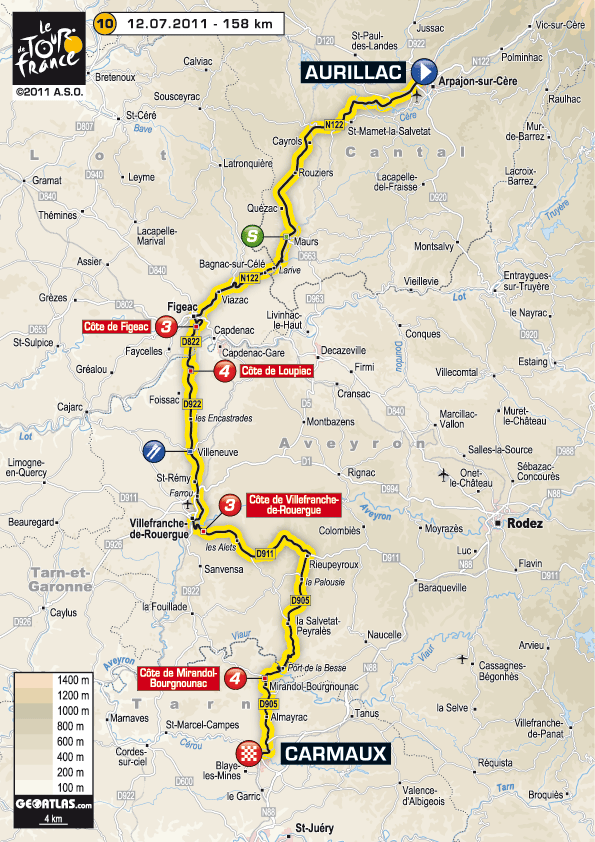 Streckenverlauf Tour de France 2011 - Etappe 10