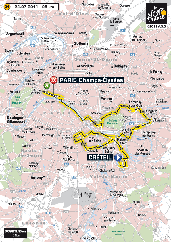 Streckenverlauf Tour de France 2011 - Etappe 21