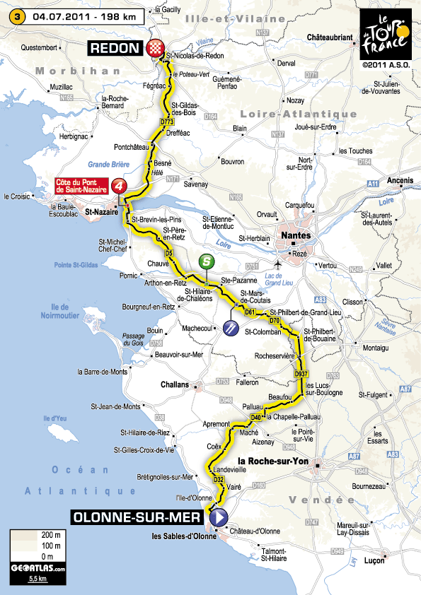 Streckenverlauf Tour de France 2011 - Etappe 3