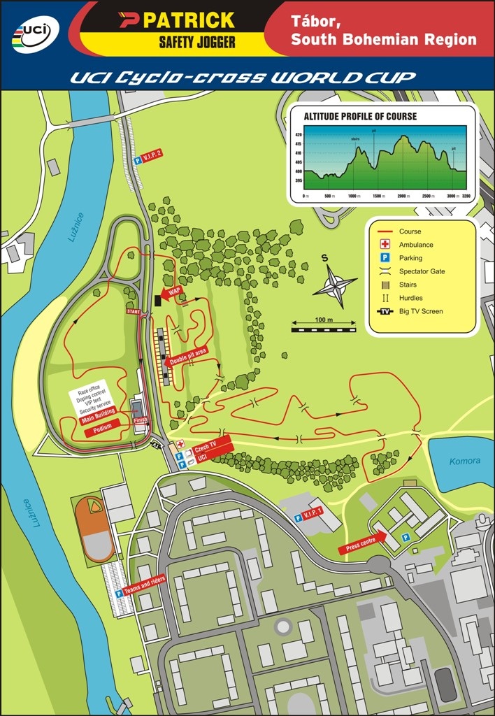 Streckenkarte und Hhenprofil Radcross-Weltcup Plzen