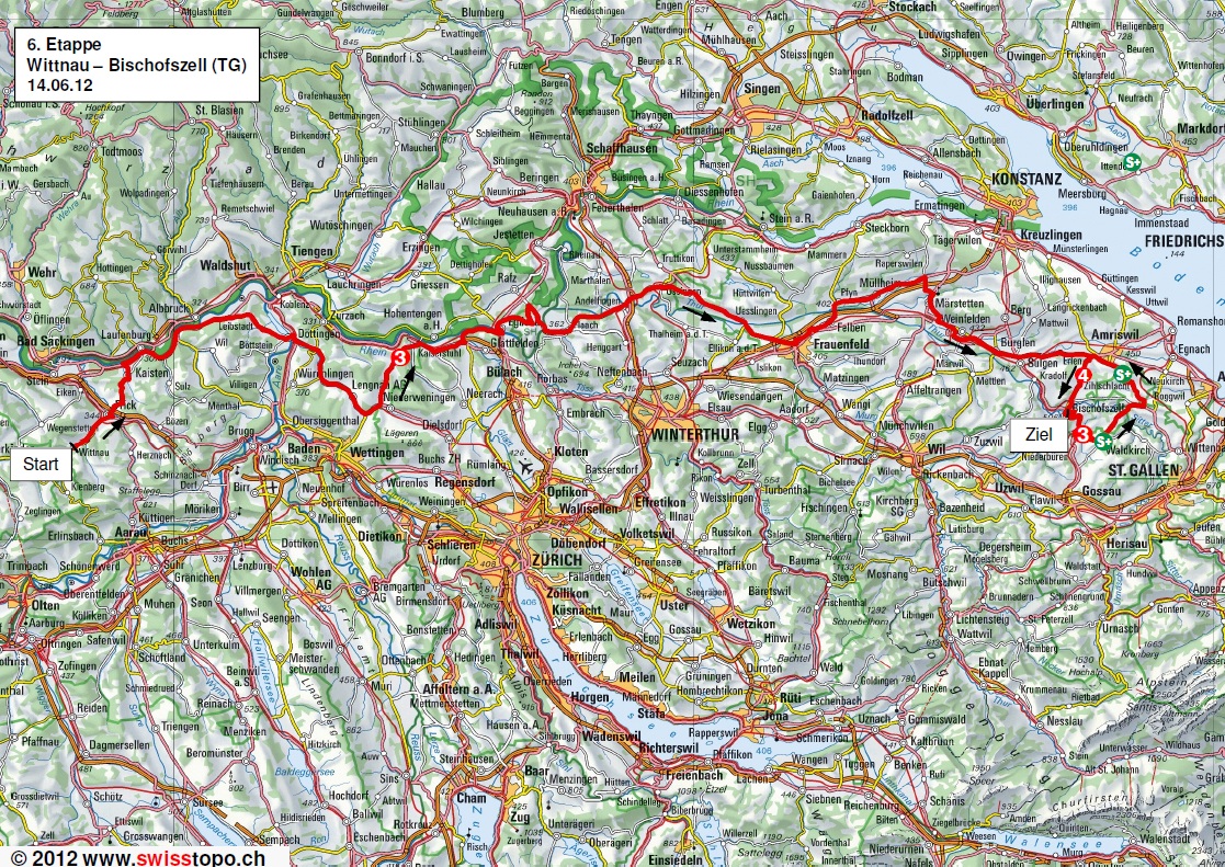 Streckenverlauf Tour de Suisse 2012 - Etappe 6
