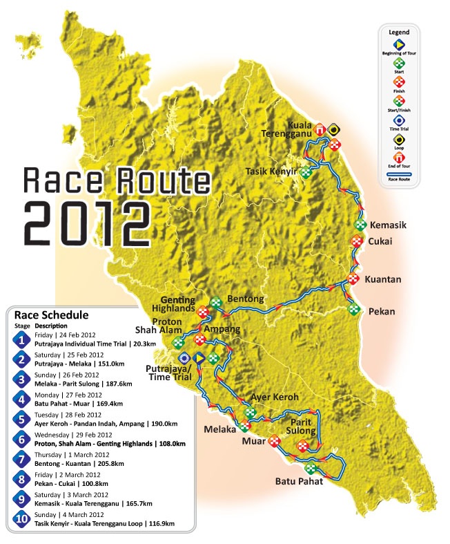 Streckenverlauf Le Tour de Langkawi 2012 2012