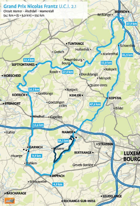 Streckenverlauf Festival Luxembourgeois du cyclisme fminin Elsy Jacobs 2012 - Etappe 2