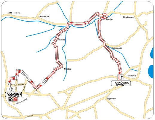 Streckenverlauf Szlakiem Grodw Piastowskich 2012 - Etappe 2