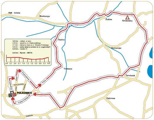 Streckenverlauf Szlakiem Grodw Piastowskich 2012 - Etappe 3