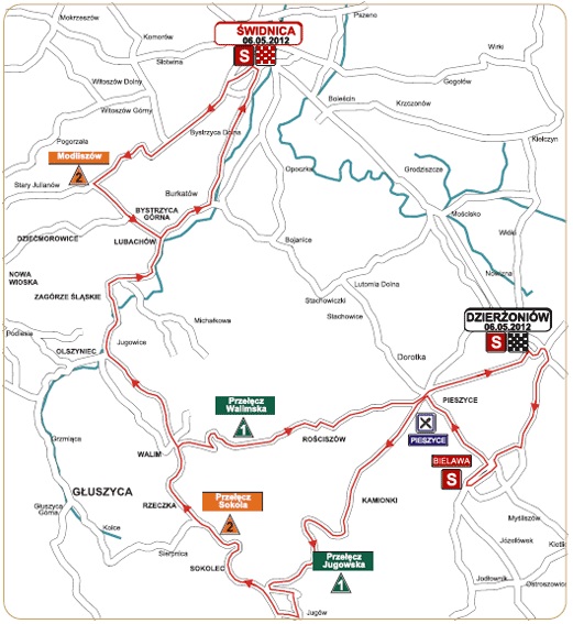 Streckenverlauf Szlakiem Grodw Piastowskich 2012 - Etappe 4