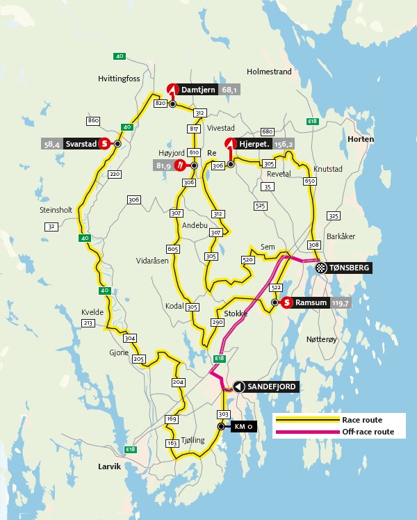 Streckenverlauf Glava Tour of Norway 2012 - Etappe 1