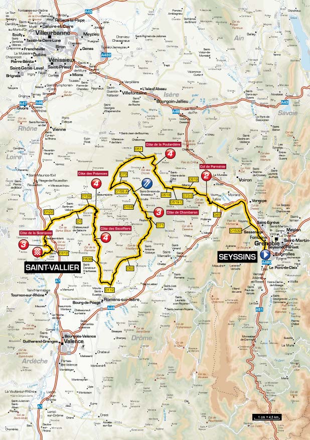 Streckenverlauf Critrium du Dauphin 2012 - Etappe 1