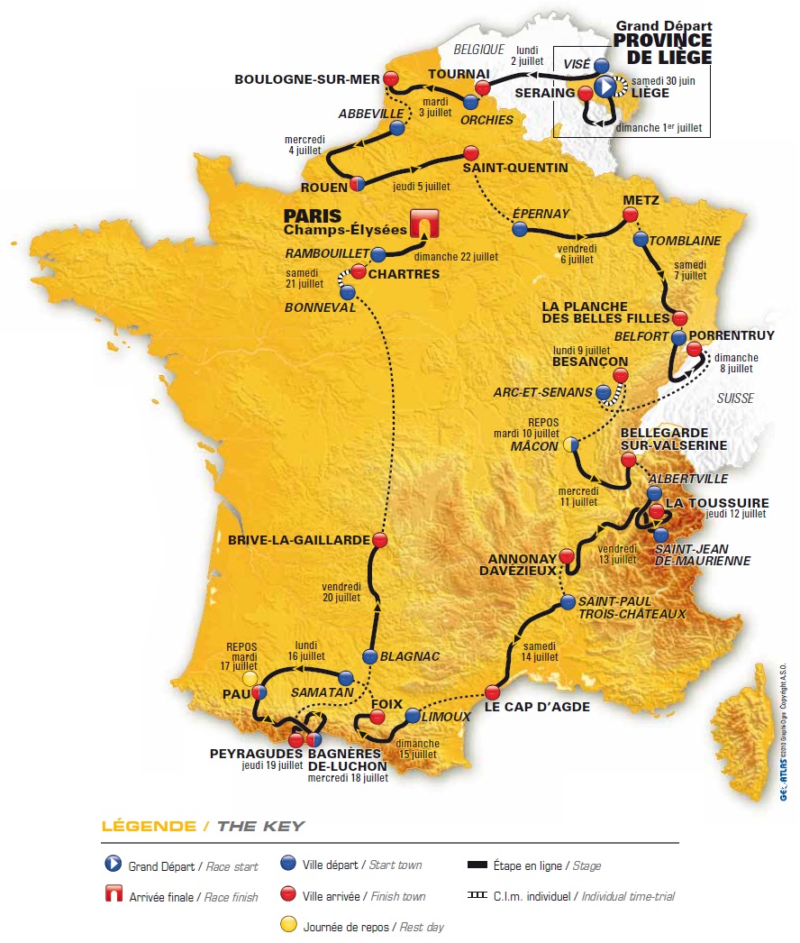 Streckenverlauf Tour de France 2012