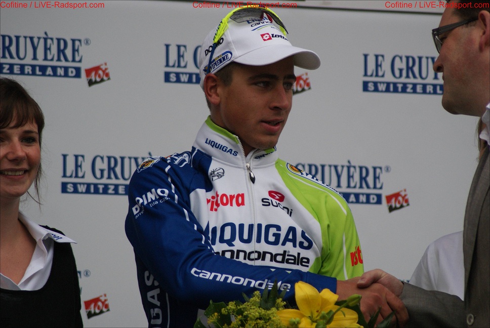 Tour de Suisse 4. Etappe - Peter Sagan nimmt bei der Siegerehrung die Glckwnsche zum Etappensieg entgegen