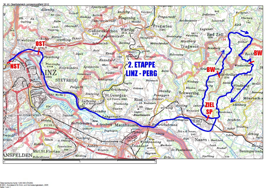 Streckenverlauf Obersterreich Juniorenrundfahrt 2012 - Etappe 2