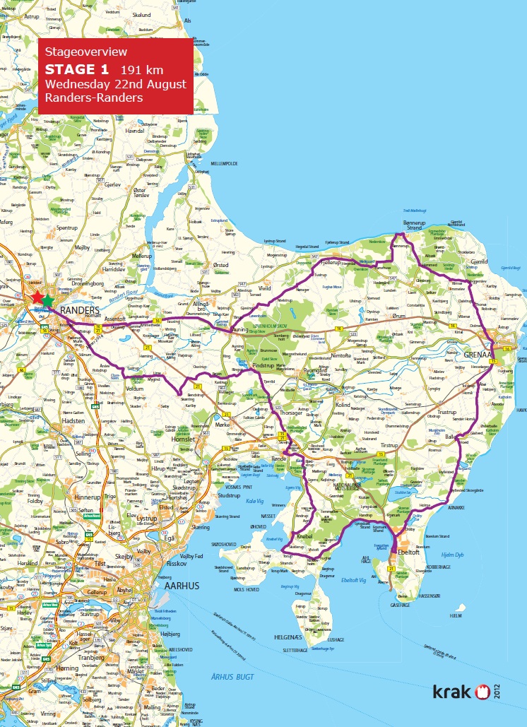 Streckenverlauf Post Danmark Rundt 2012 - Etappe 1