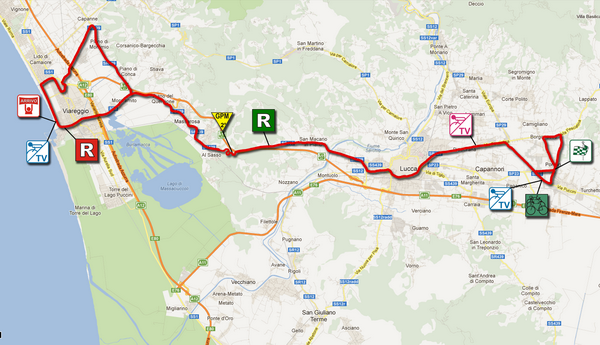 Streckenverlauf Premondiale Giro Toscana Int. Femminile 2012 - Etappe 1