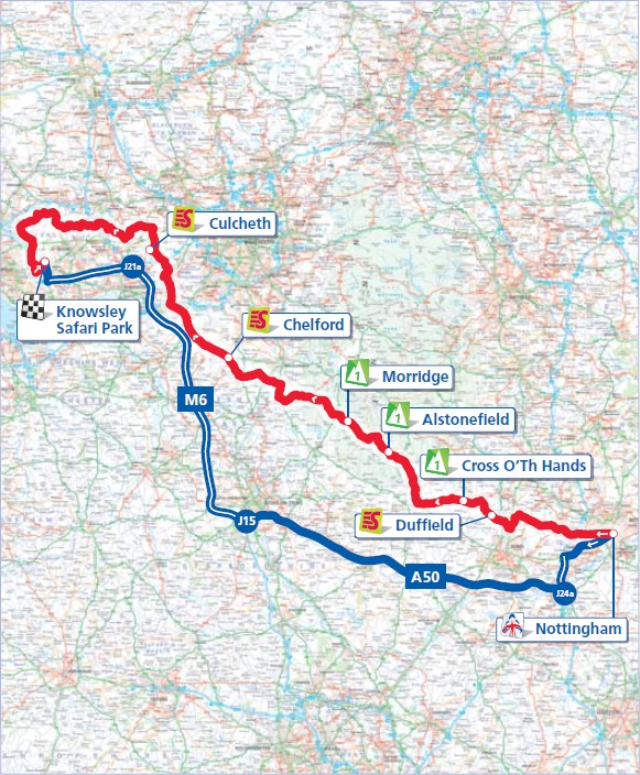 Streckenverlauf Tour of Britain 2012 - Etappe 2