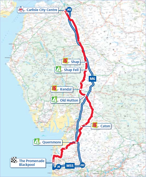 Streckenverlauf Tour of Britain 2012 - Etappe 4
