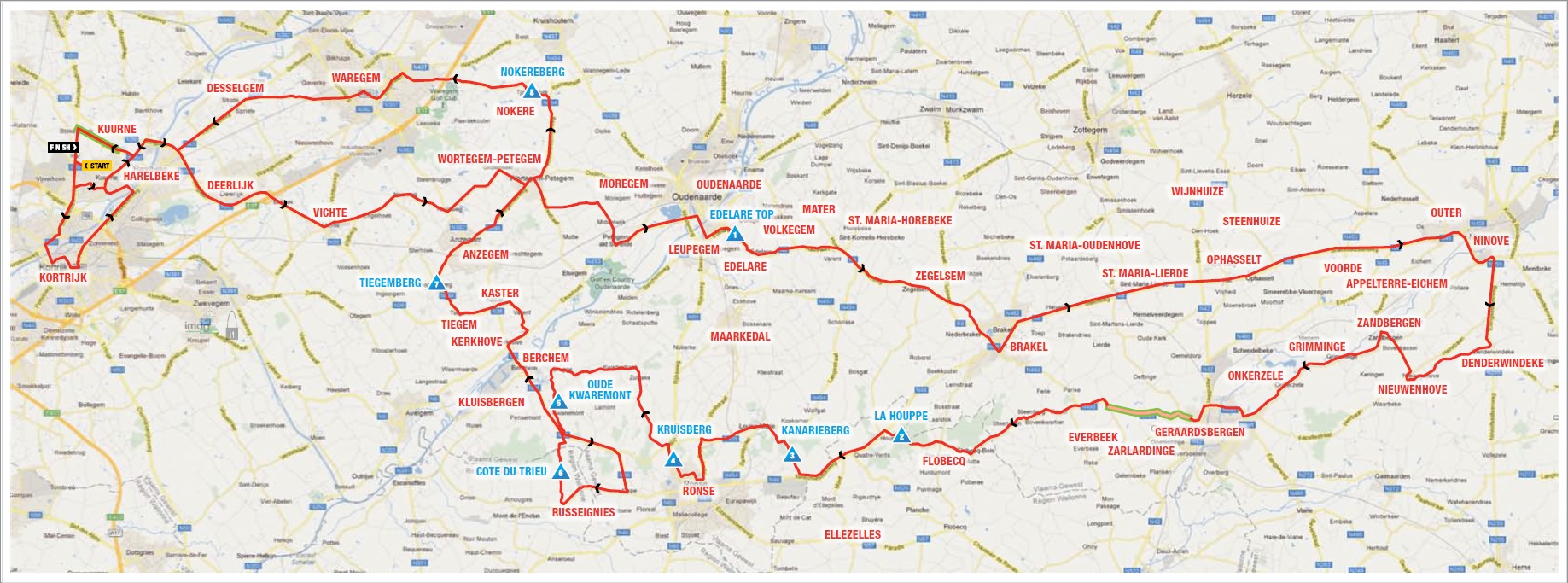 Streckenverlauf Kuurne-Brussel-Kuurne 2013