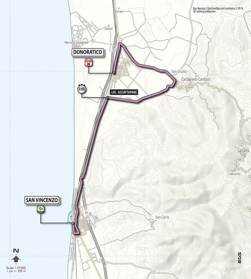 Streckenverlauf Tirreno - Adriatico 2013 - Etappe 1