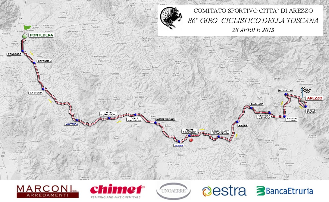 Streckenverlauf Giro della Toscana 2013