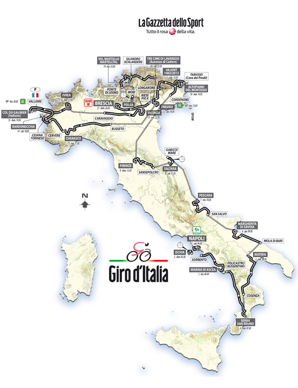 Streckenverlauf Giro dItalia 2013