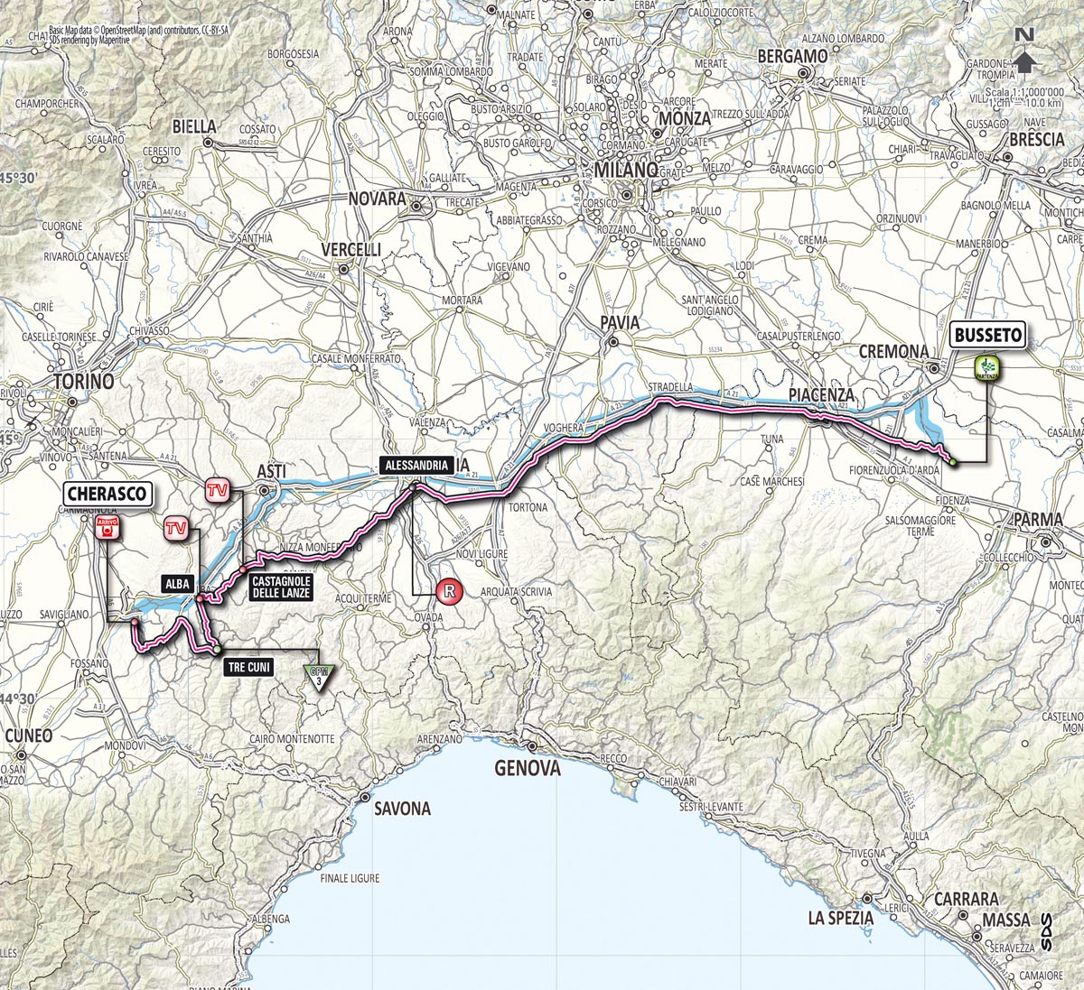 Streckenverlauf Giro dItalia 2013 - Etappe 13