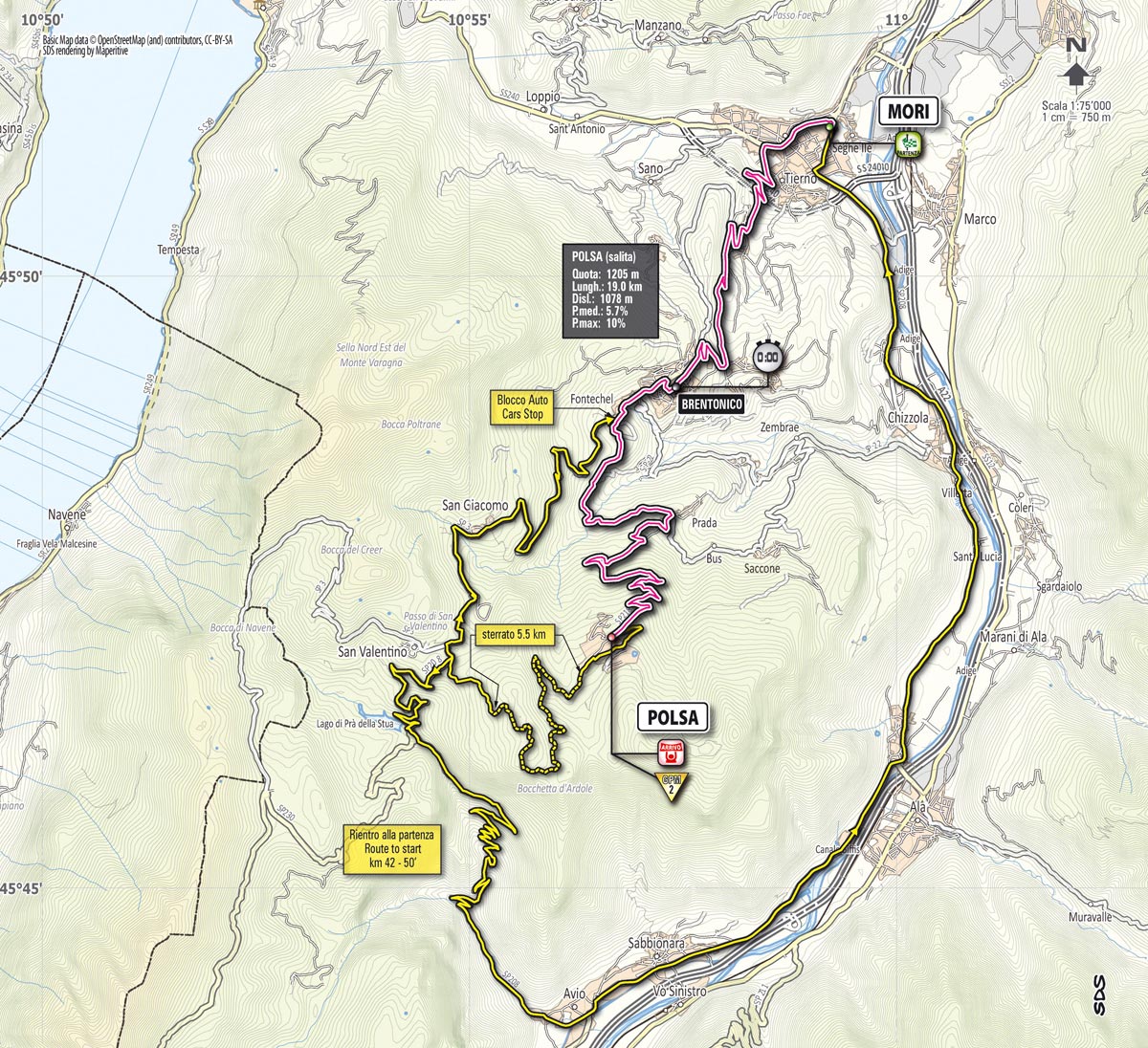 Streckenverlauf Giro dItalia 2013 - Etappe 18