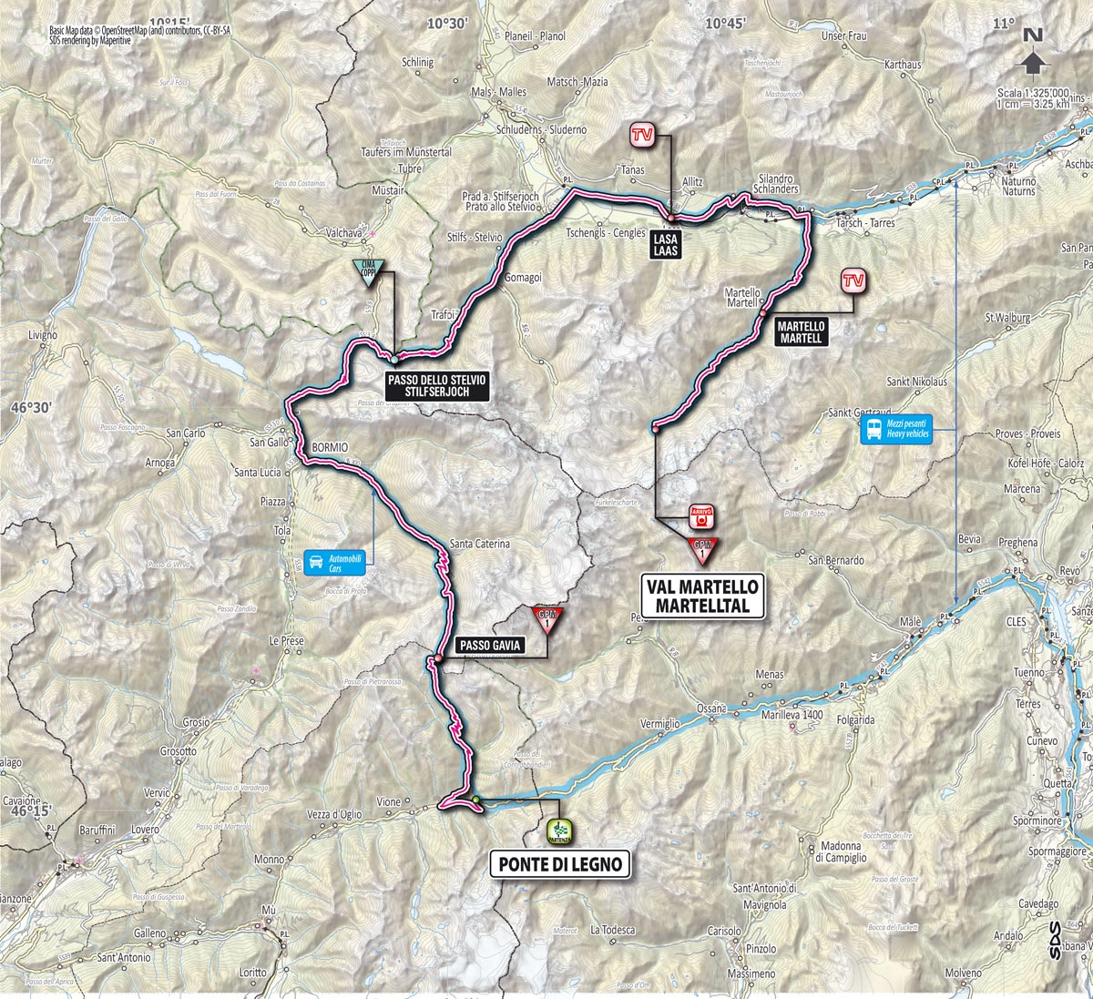 Streckenverlauf Giro dItalia 2013 - Etappe 19