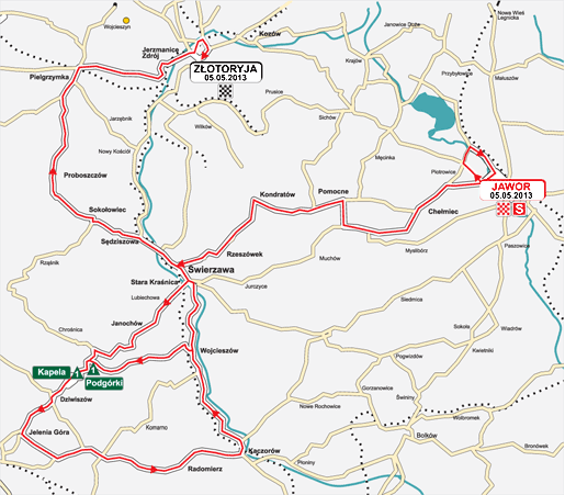 Streckenverlauf Szlakiem Grodw Piastowskich 2013 - Etappe 4