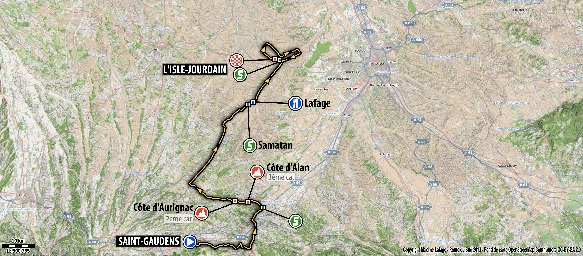 Streckenverlauf Route du Sud - la Dpche du Midi 2013 - Etappe 4