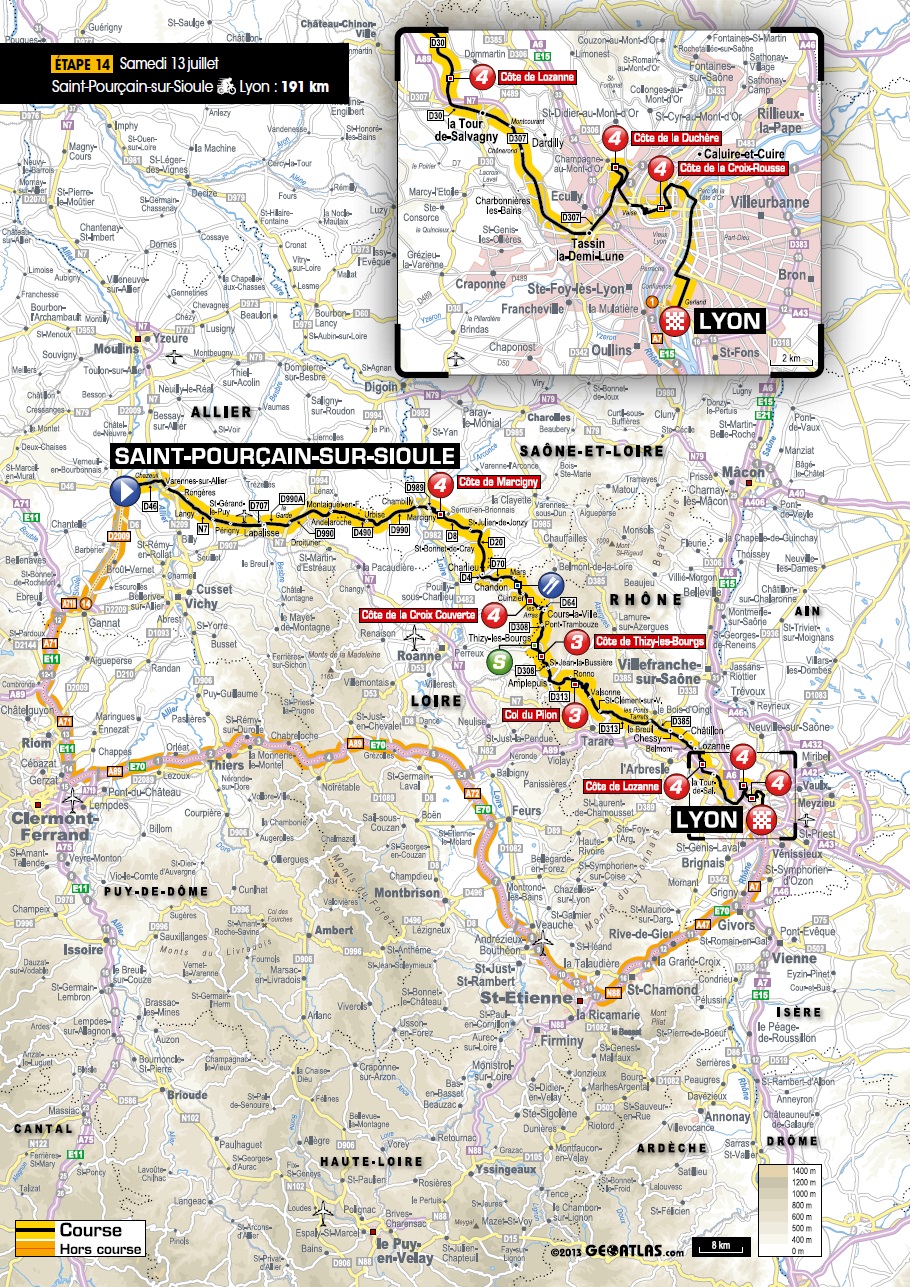 Streckenverlauf Tour de France 2013 - Etappe 14