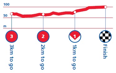 Höhenprofil Tour of Britain 2013 - Etappe 1, letzte 3 km