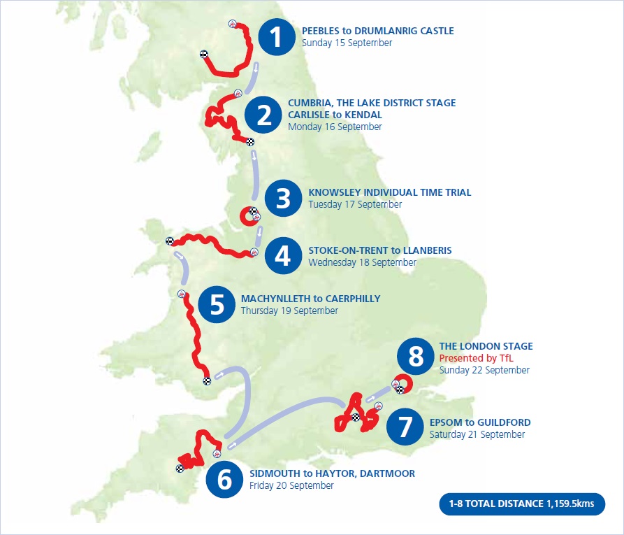 Streckenverlauf Tour of Britain 2013