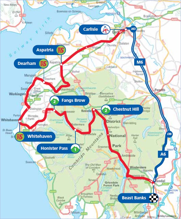 Streckenverlauf Tour of Britain 2013 - Etappe 2