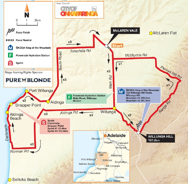 Streckenverlauf Tour Down Under 2014 - Etappe 5