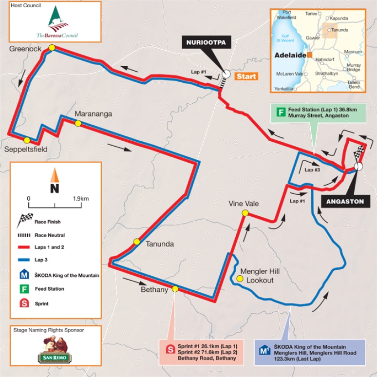 Streckenverlauf Tour Down Under 2014 - Etappe 1