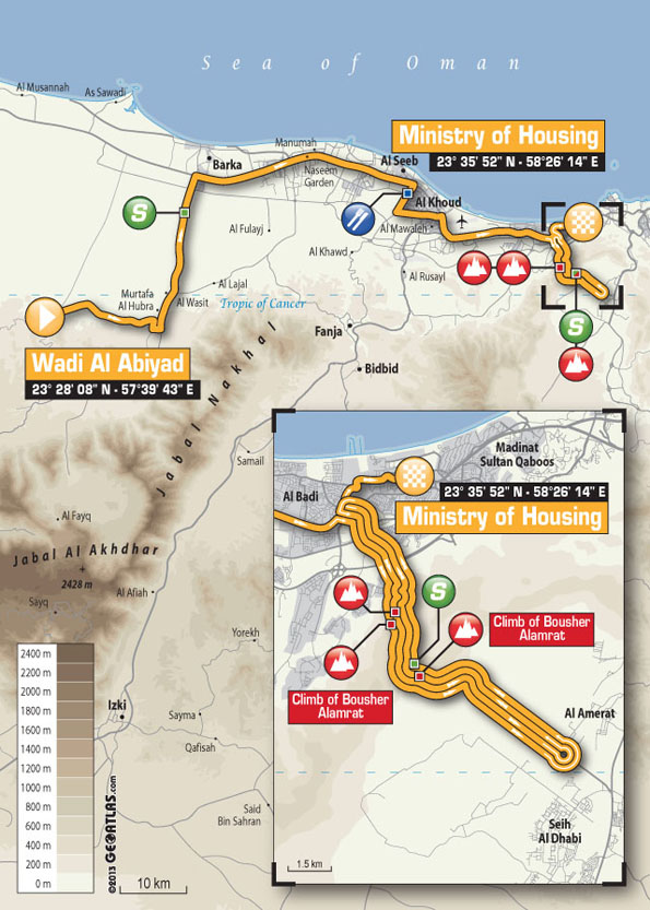 Streckenverlauf Tour of Oman 2014 - Etappe 4
