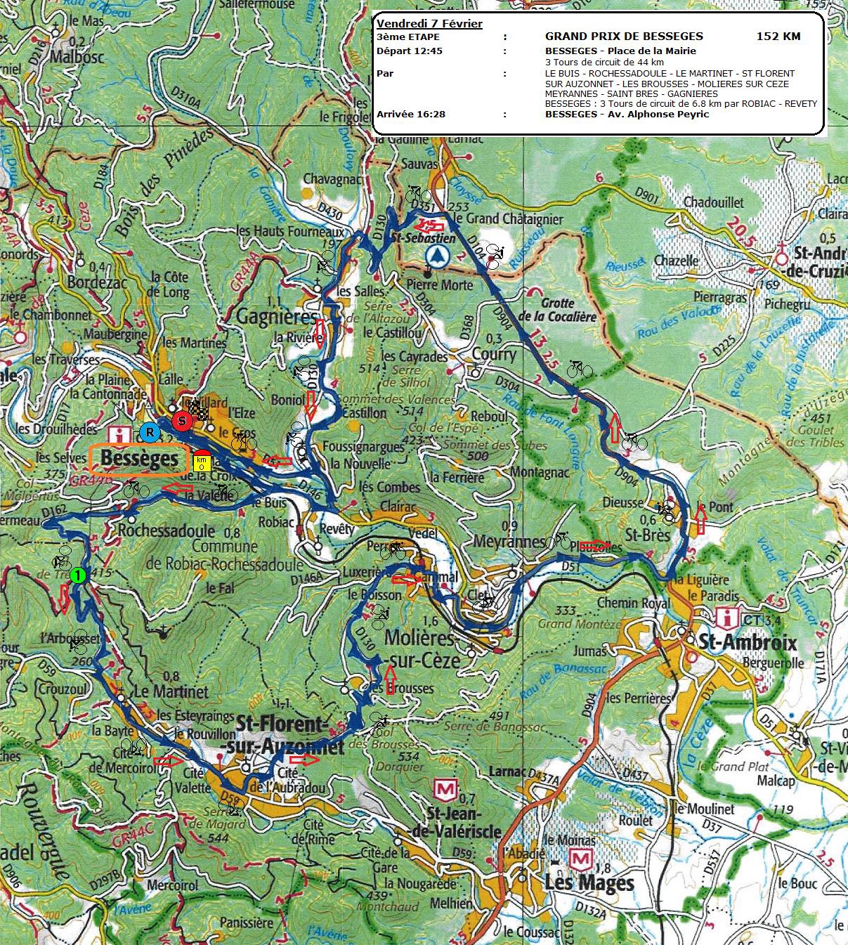 Streckenverlauf Etoile de Bessges 2014 - Etappe 3