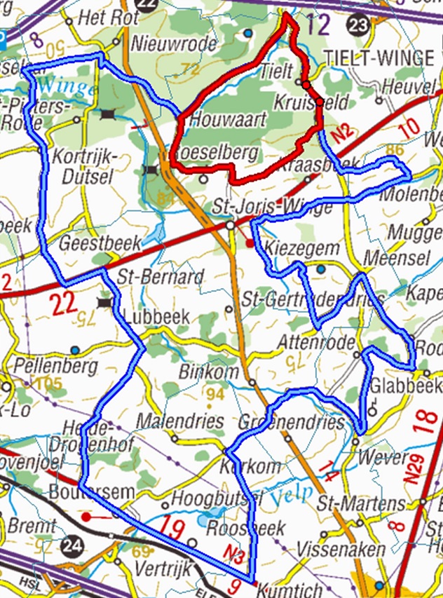 Streckenverlauf Omloop van het Hageland - Tielt-Winge 2014