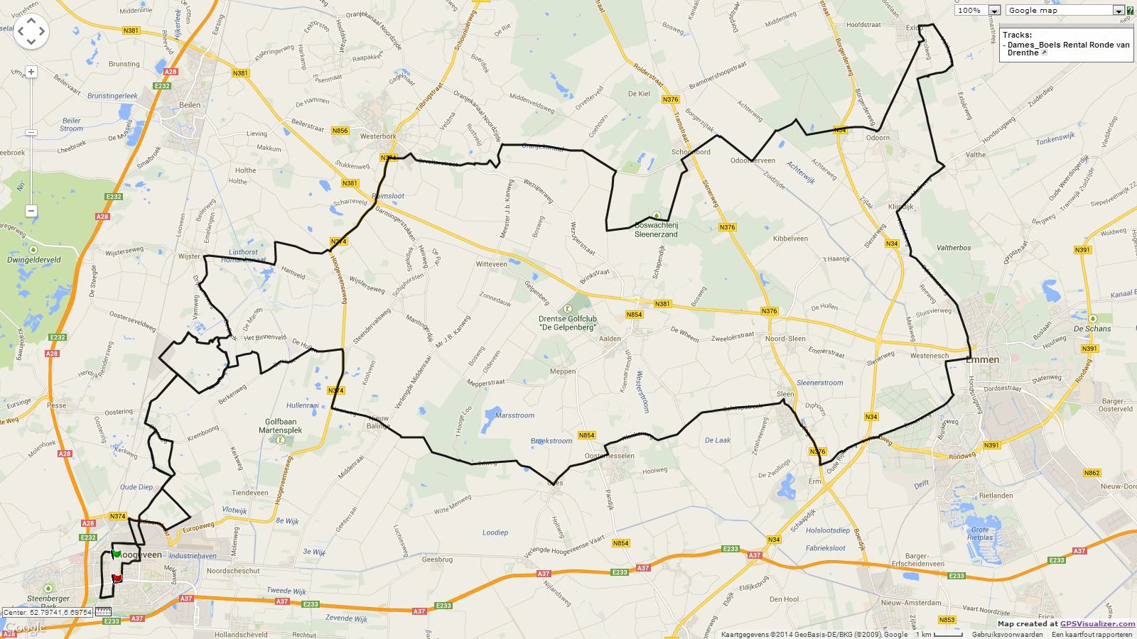 Streckenverlauf Boels Rental Ronde van Drenthe 2014
