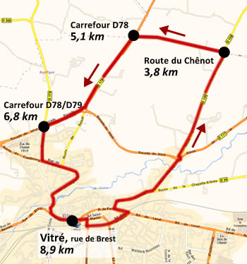 Streckenverlauf Route Adlie de Vitr 2014, zweiter Rundkurs
