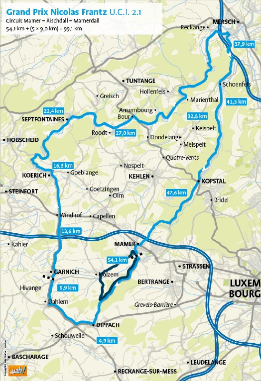 Steckenverlauf Festival Luxembourgeois du cyclisme fminin Elsy Jacobs 2014 - Etappe 2