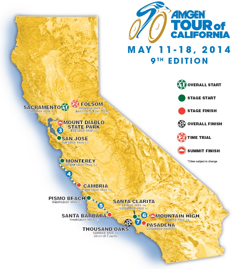 Streckenverlauf Amgen Tour of California 2014