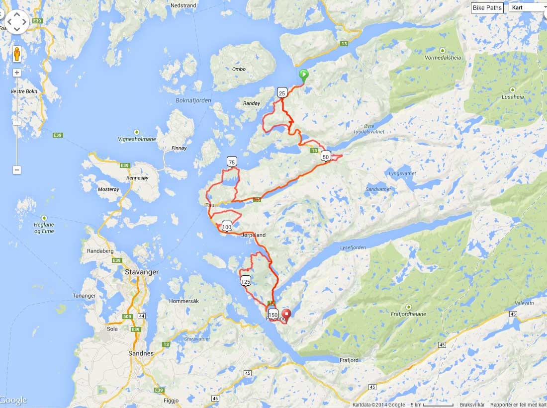 Streckenverlauf Tour des Fjords 2014 - Etappe 3