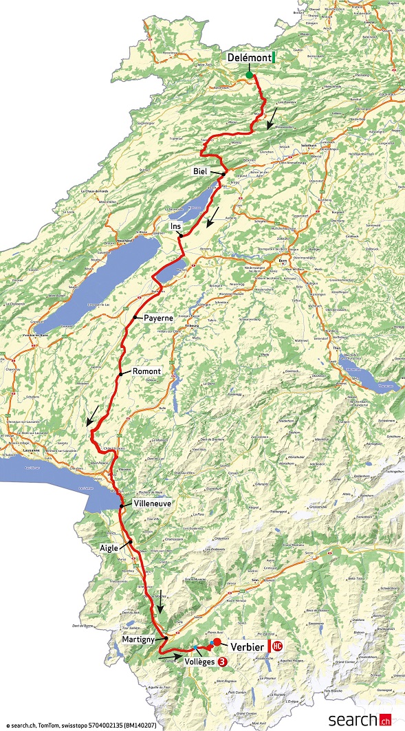 Streckenverlauf Tour de Suisse 2014 - Etappe 8