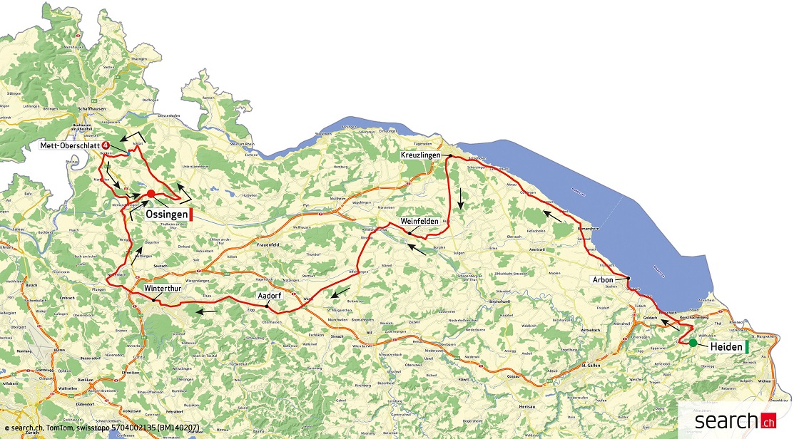Streckenverlauf Tour de Suisse 2014 - Etappe 4