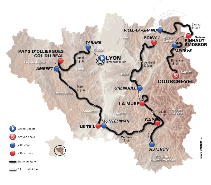 Streckenverlauf Critrium du Dauphin 2014