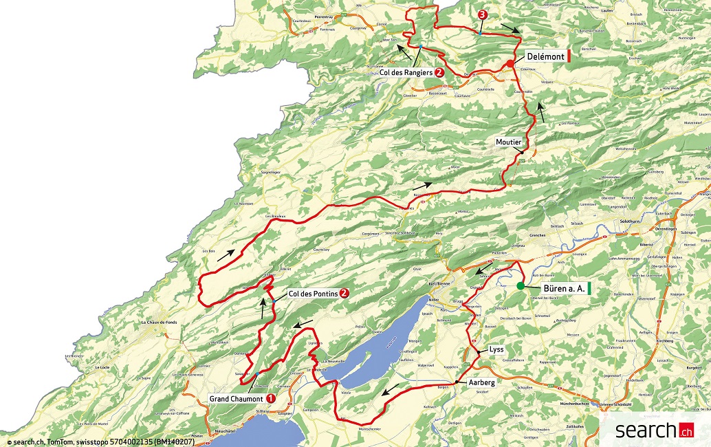 Streckenverlauf Tour de Suisse 2014 - Etappe 6