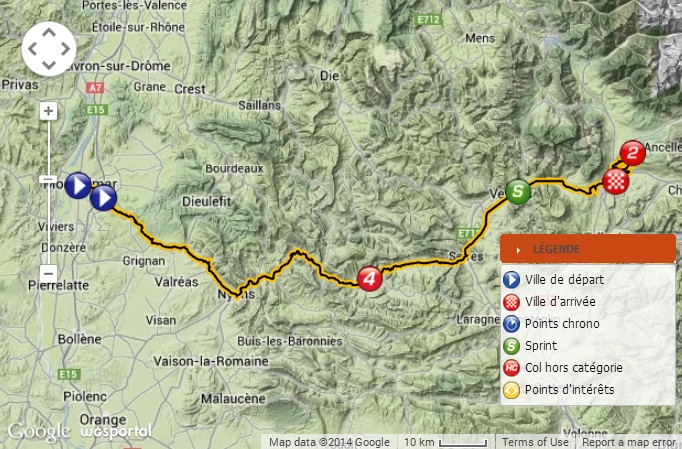 Streckenverlauf Critrium du Dauphin 2014 - Etappe 4